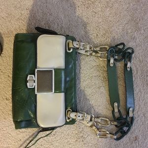 Balenciaga handbag green and cream